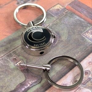 Coach Vintage Valet Keyring Dual Ring Detachable Key Fob Silver Tone New